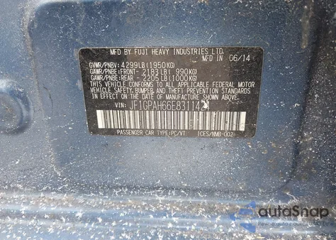 2014 Subaru Impreza 2.0I Limited z USA, uszkodzony, nr VIN JF1GPAH66E8311424